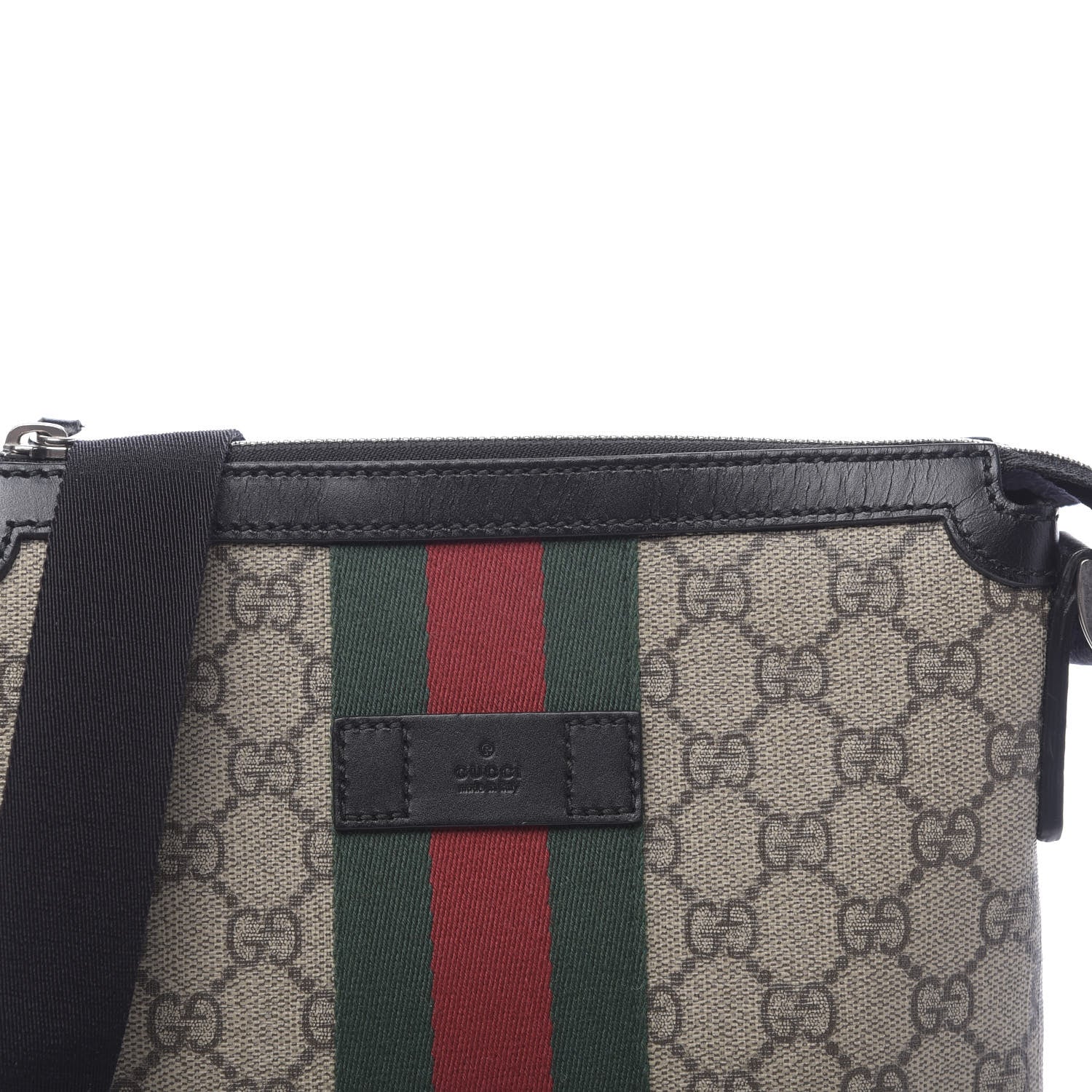 Gucci GG Supreme Monogram Web Messenger Bag Black 8 of 10
