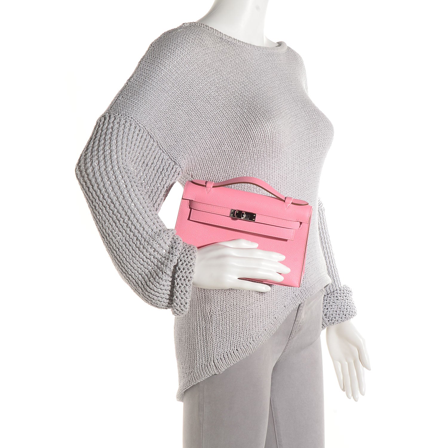 Hermes Epsom Kelly Pochette Clutch Rose Confetti 2 of 14