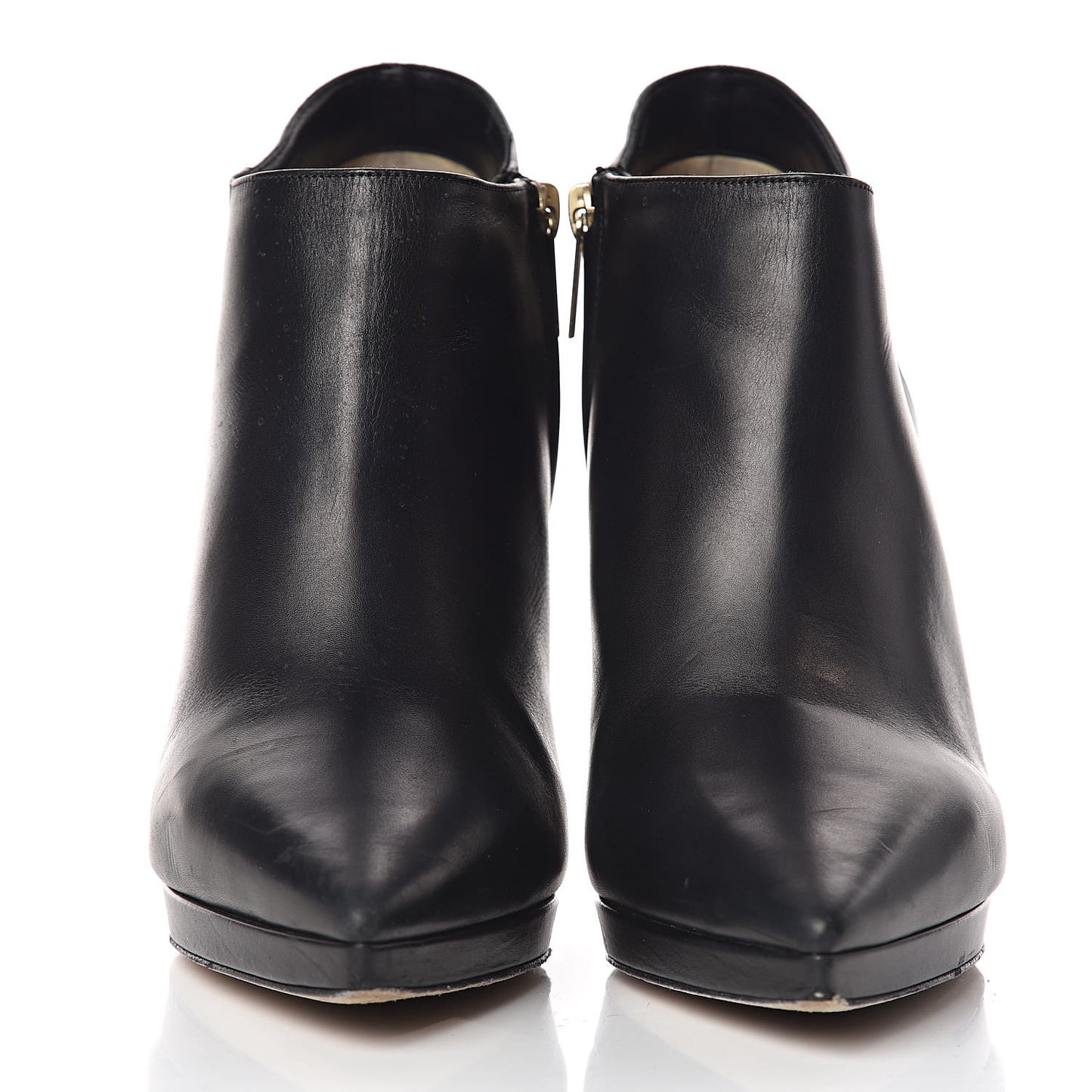 Shiny Grainy Lambskin Lindsey 100 Ankle Boots 40.5 Black