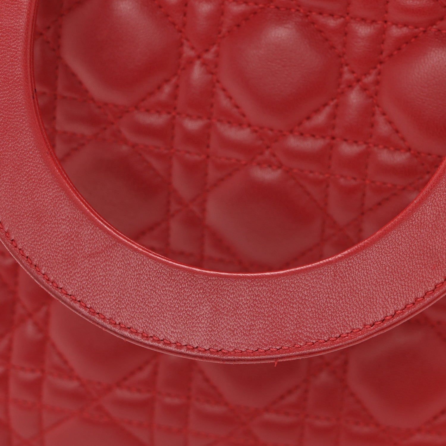 Christian Dior Lambskin Cannage Medium Lady Dior Red 10 of 13