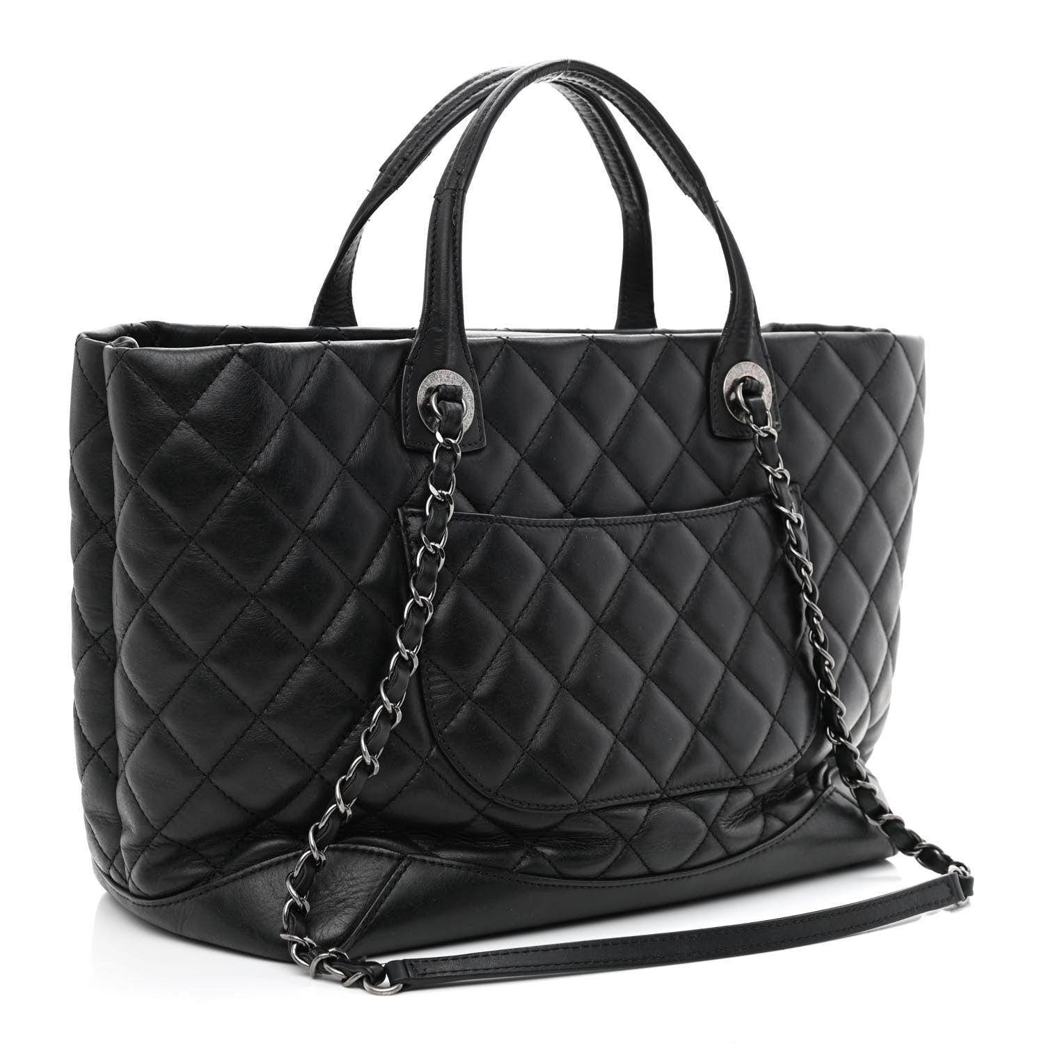 Chanel Calfskin Quilted Small Easy Shopping Tote Black 3 of 12