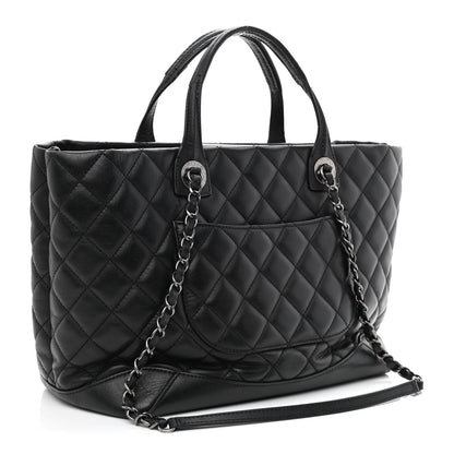 Chanel Calfskin Quilted Small Easy Shopping Tote Black 3 of 12