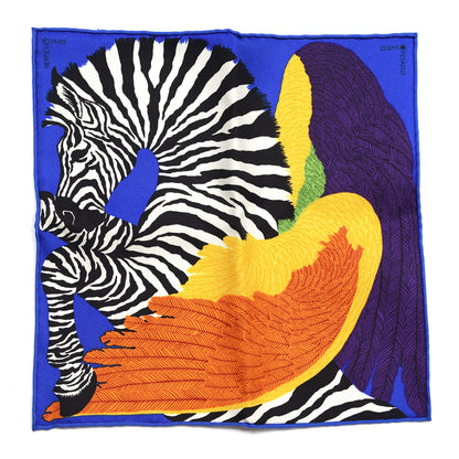 Hermes Silk Zebra Pegasus Nano Scarf 20 Bleu Vif Jaune White 1 of 4