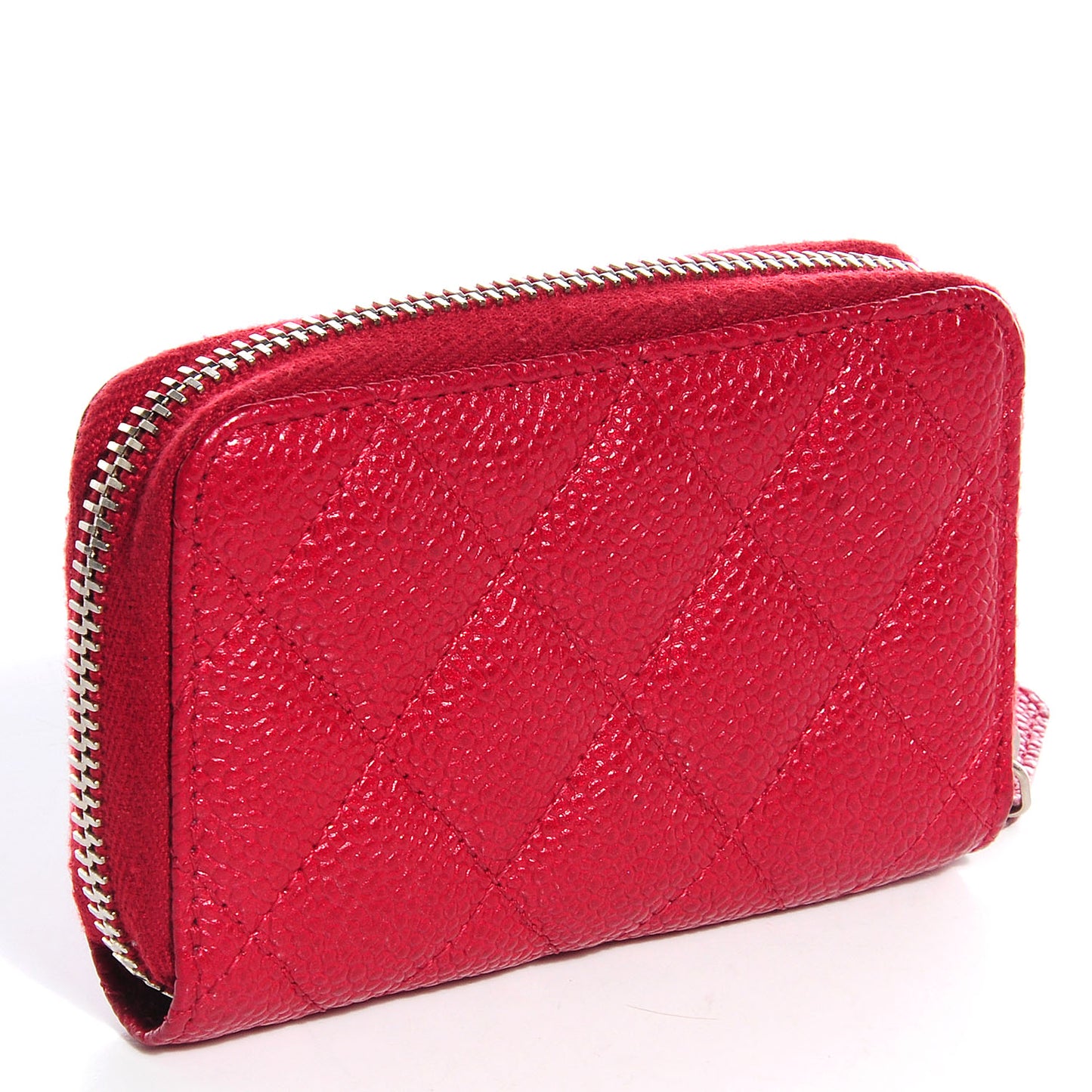 Caviar Quilted Zip Coin Purse Dark Pink