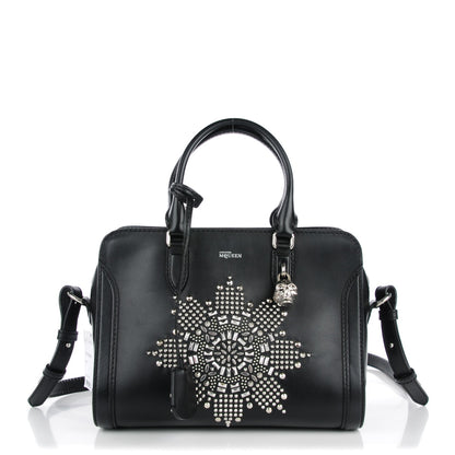 Alexander McQueen Smooth Calfskin Small Star Studded Skull Padlock Zip Around Tote Black 1 of 7