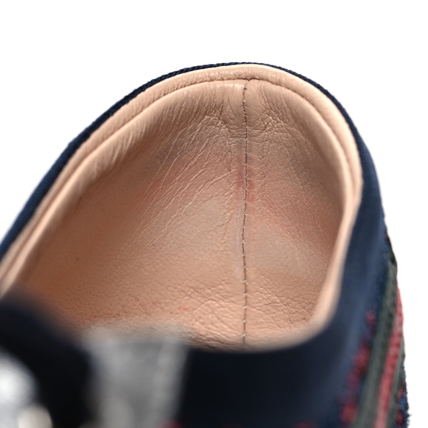 Gucci Lurex Calfskin Web GG Monogram Womens Falacer Sneakers 38 Iridescent Blue Iridescent Red Silver 9 of 9