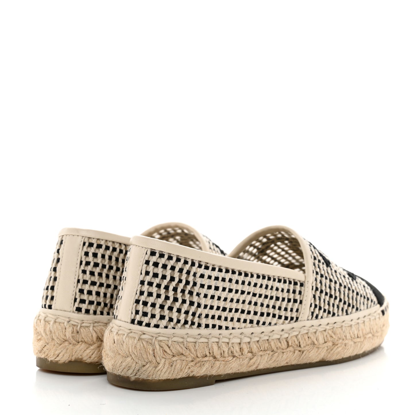 Mesh Grosgrain CC Espadrilles 36 Beige Black