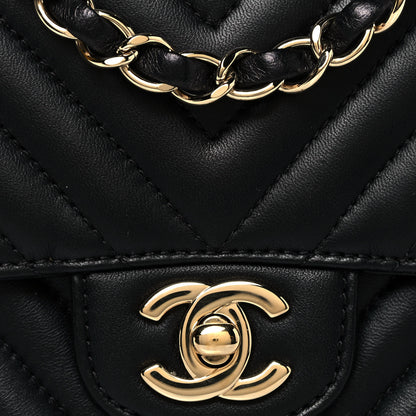 Chanel Lambskin Chevron Quilted Mini Square Flap Black 8 of 13