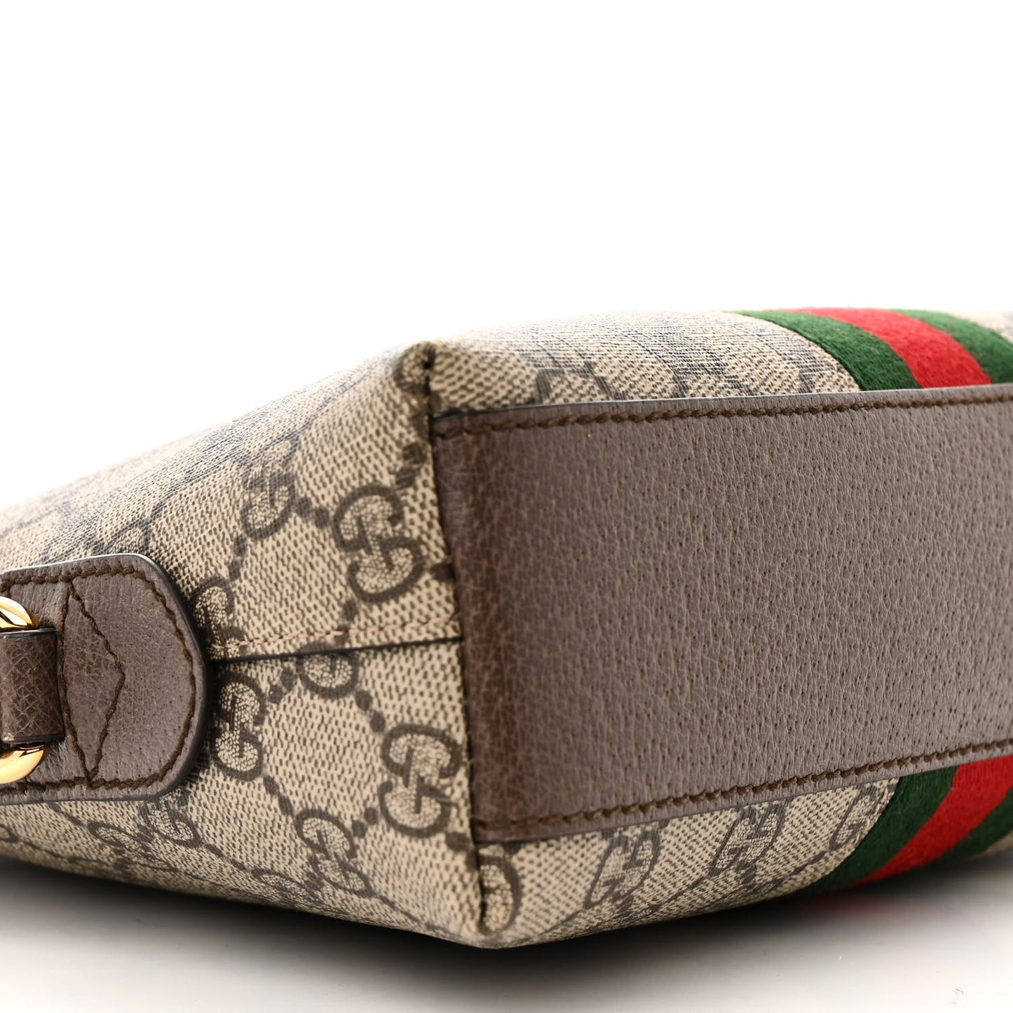 GG Supreme Monogram Textured Dollar Calfskin Web Small Ophidia Dome Shoulder Bag Beige Ebony New Acero