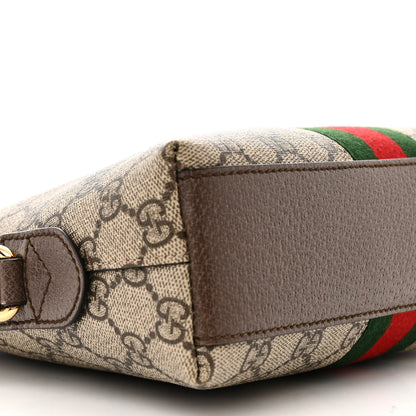 Gucci GG Supreme Monogram Textured Dollar Calfskin Web Small Ophidia Dome Shoulder Bag Beige Ebony New Acero 9 of 10