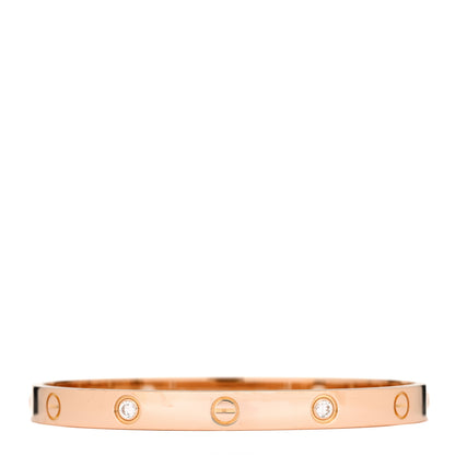 Cartier 18K Pink Gold 4 Diamond LOVE Bracelet 18 1 of 10