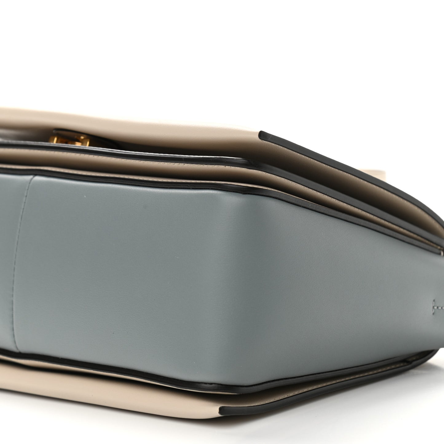 Shiny Smooth Calfskin Medium Frame Shoulder Bag Grege Storm