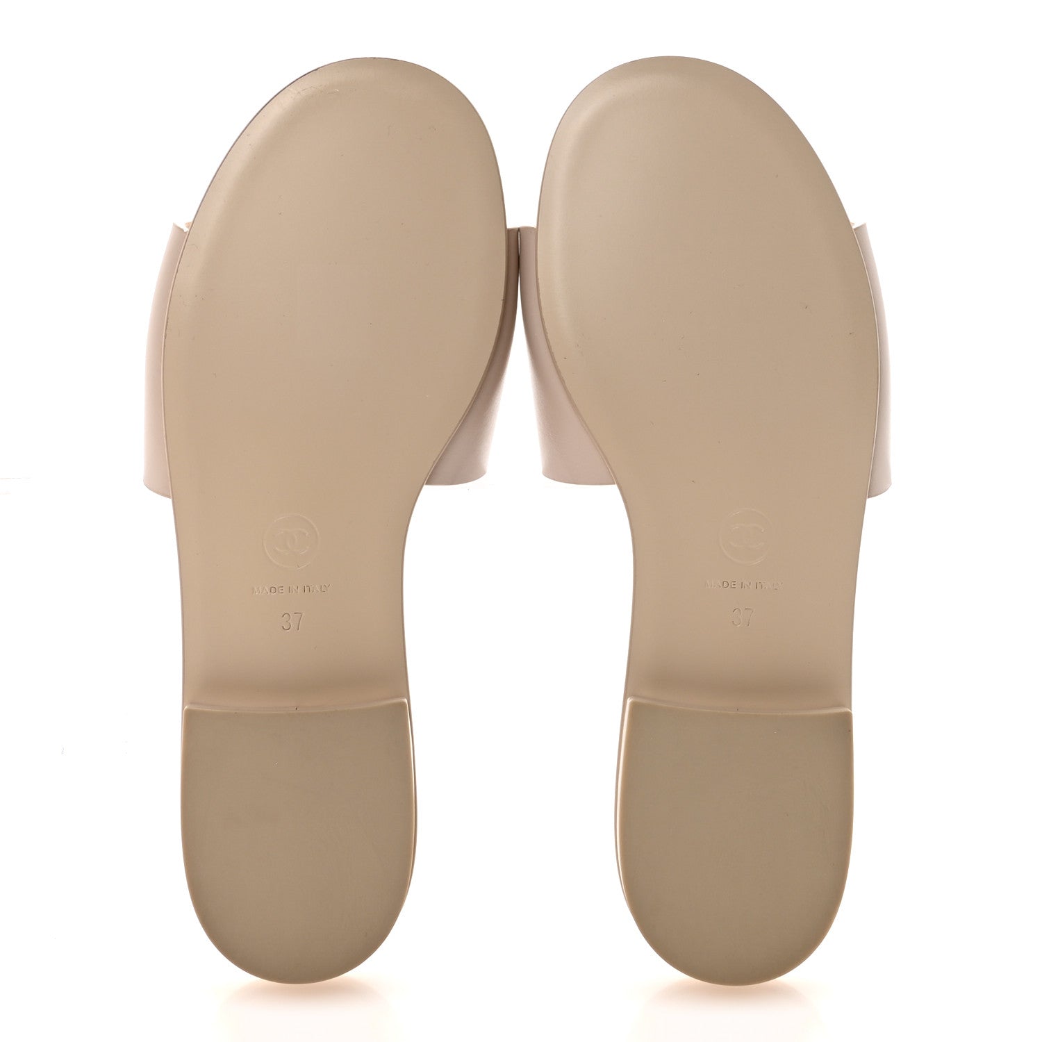 Chanel Calfskin Patent Calfskin Logo Mules 35 Beige 37 Beige 6 of 10