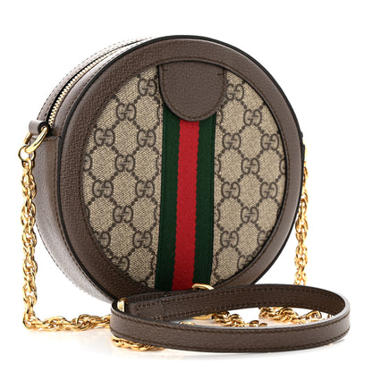 Gucci GG Supreme Monogram Web Mini Ophidia Round Shoulder Bag Brown 3 of 12