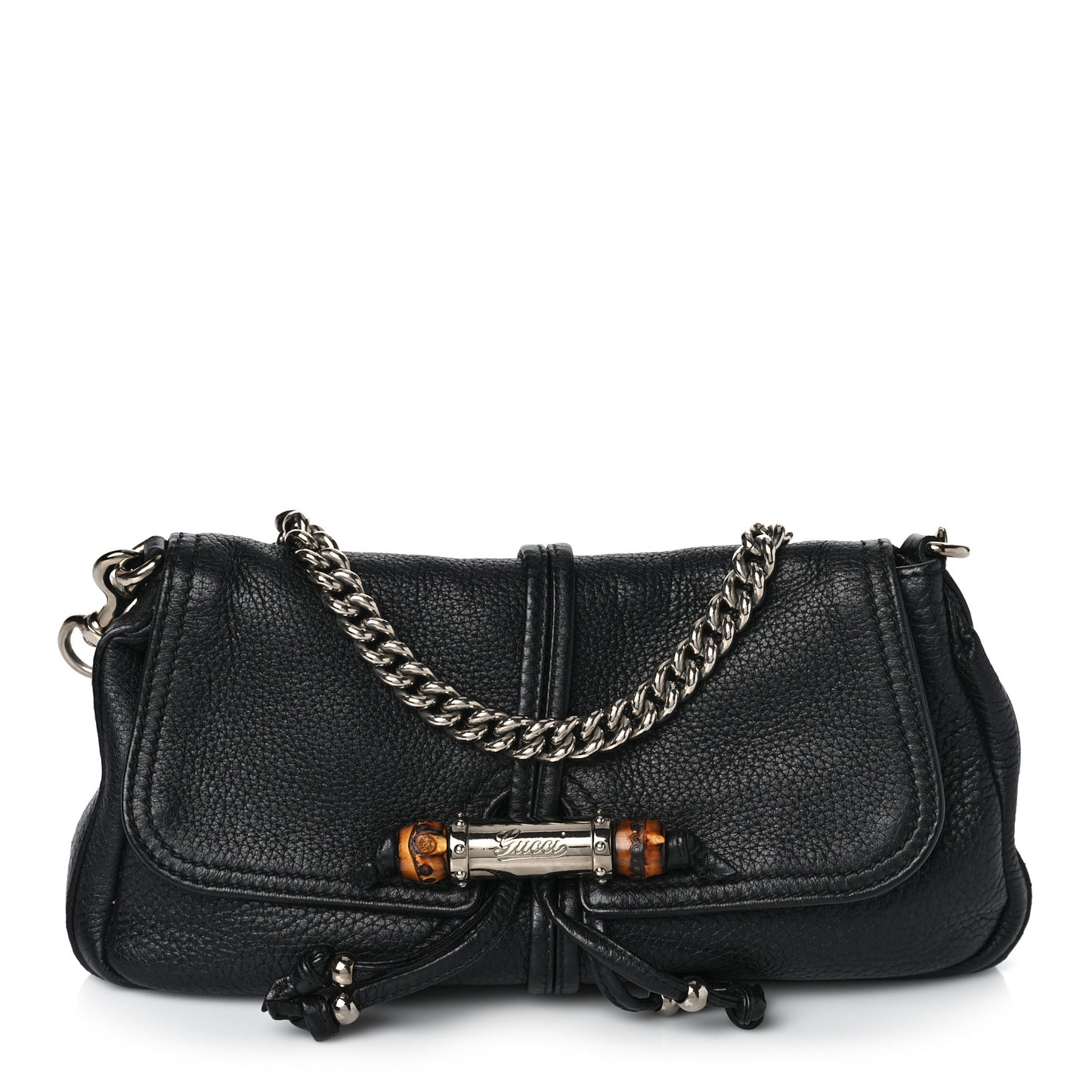 Calfskin Bamboo Croisette Evening Bag Black