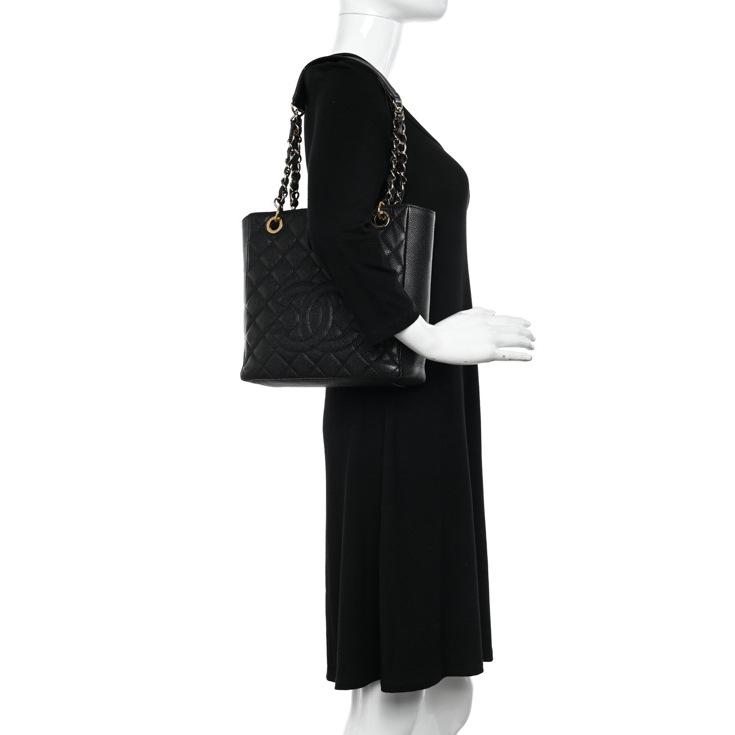 Chanel Caviar Quilted Petit Shopping Tote PST Black 2 of 11