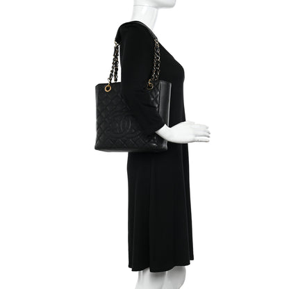 Chanel Caviar Quilted Petit Shopping Tote PST Black 2 of 11