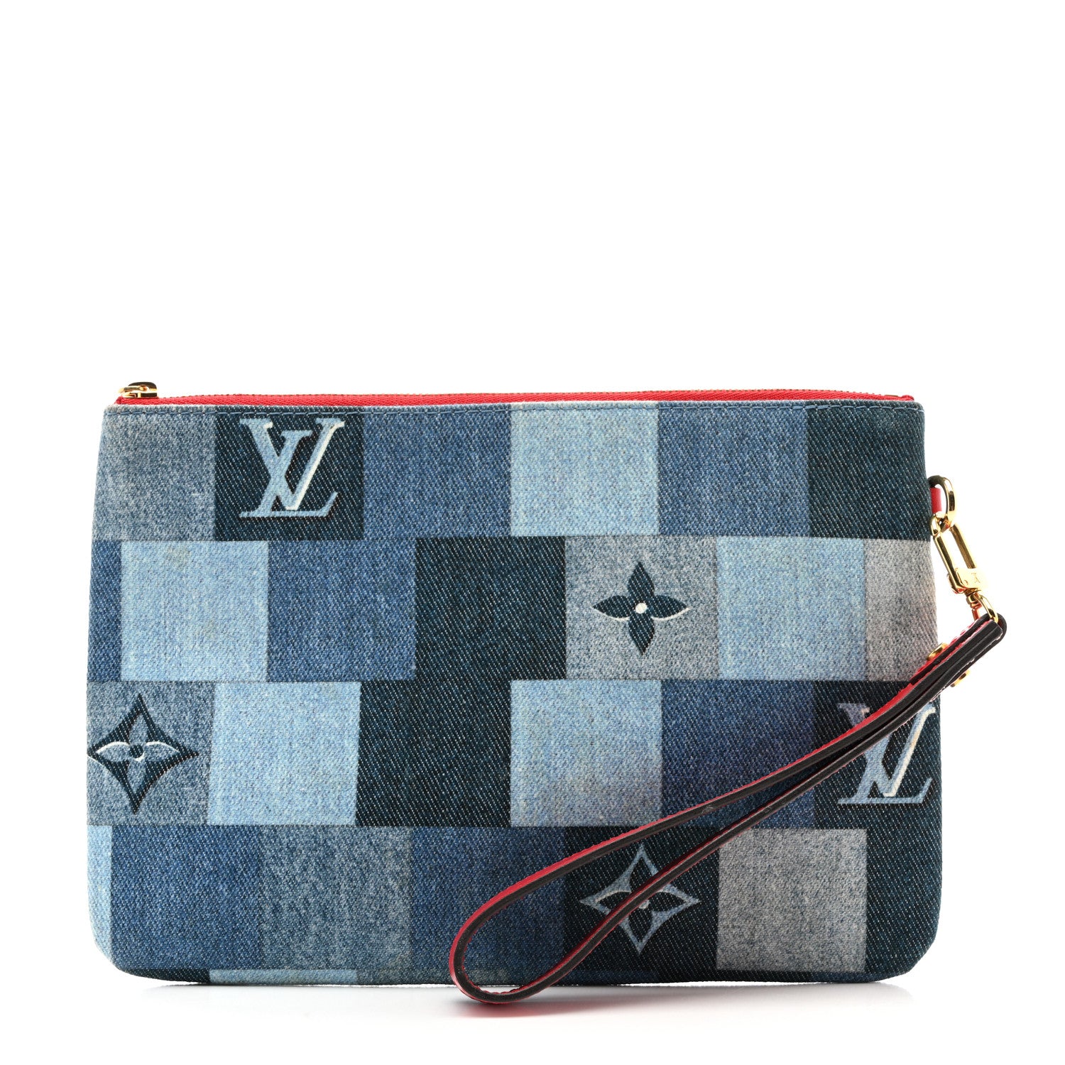 Louis Vuitton Denim Monogram Patchwork City Pouch Blue Rouge 1 of 11