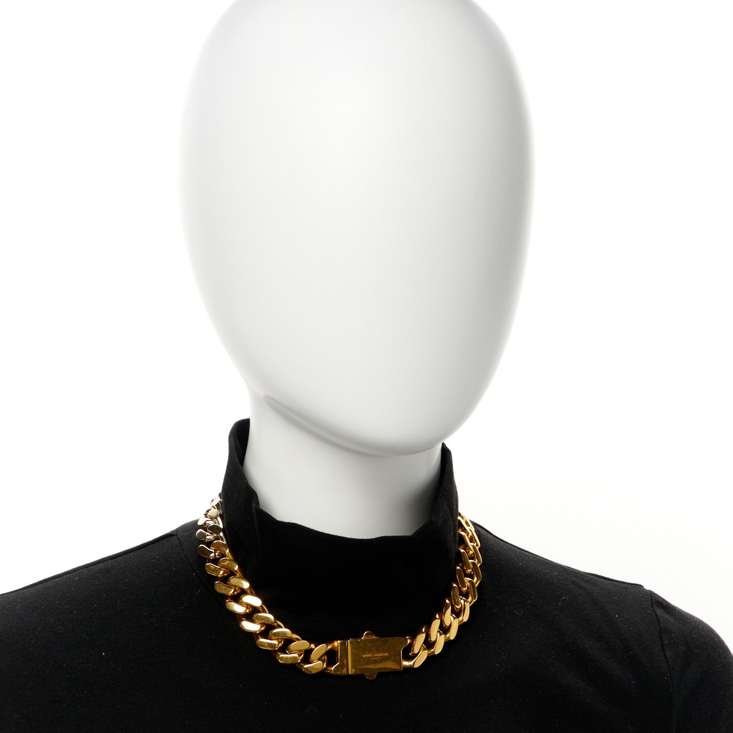 Saint Laurent Metal Curb Chain Necklace Gold 2 of 5