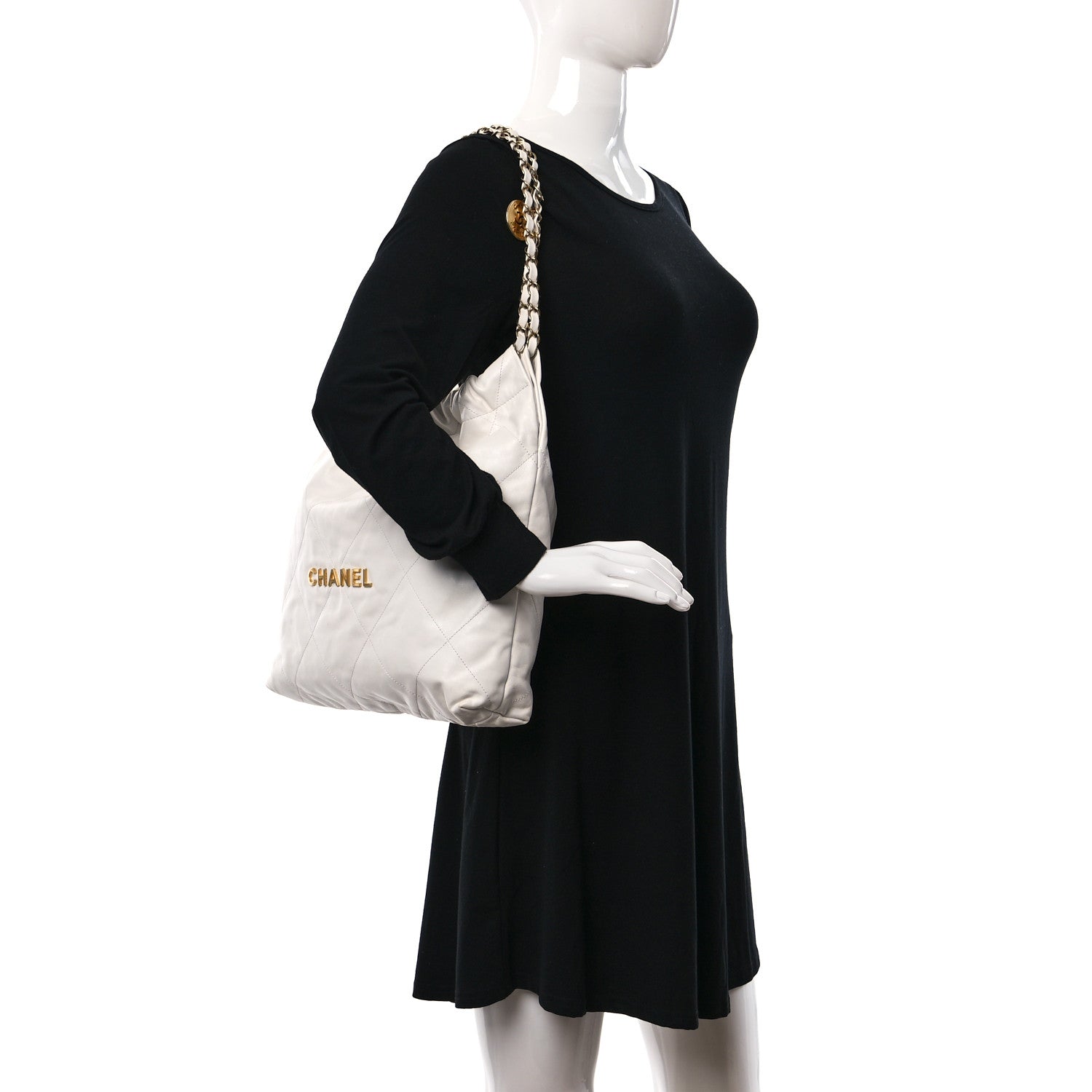 Chanel Shiny Calfskin Quilted Chanel 22 White 2 of 13