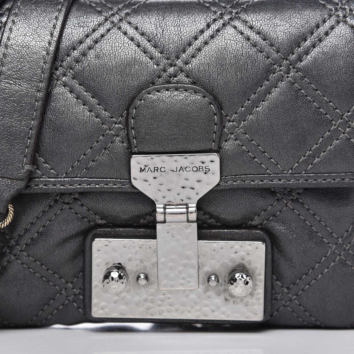 Metallic Lambskin Baroque Single Flap Grey