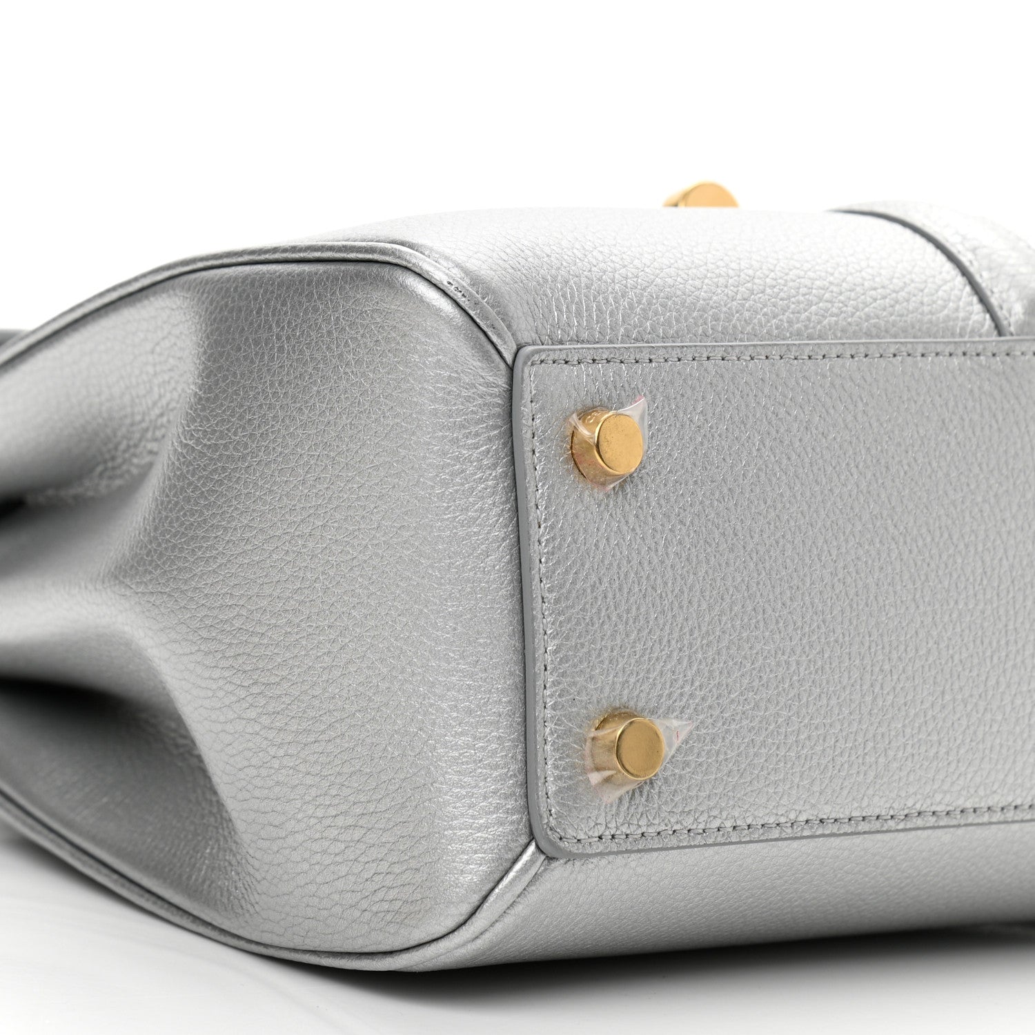 Celine Laminated Grained Calfskin Small 16 Top Handle Bag Silver 12 of 17