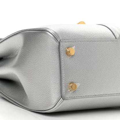 Celine Laminated Grained Calfskin Small 16 Top Handle Bag Silver 12 of 17