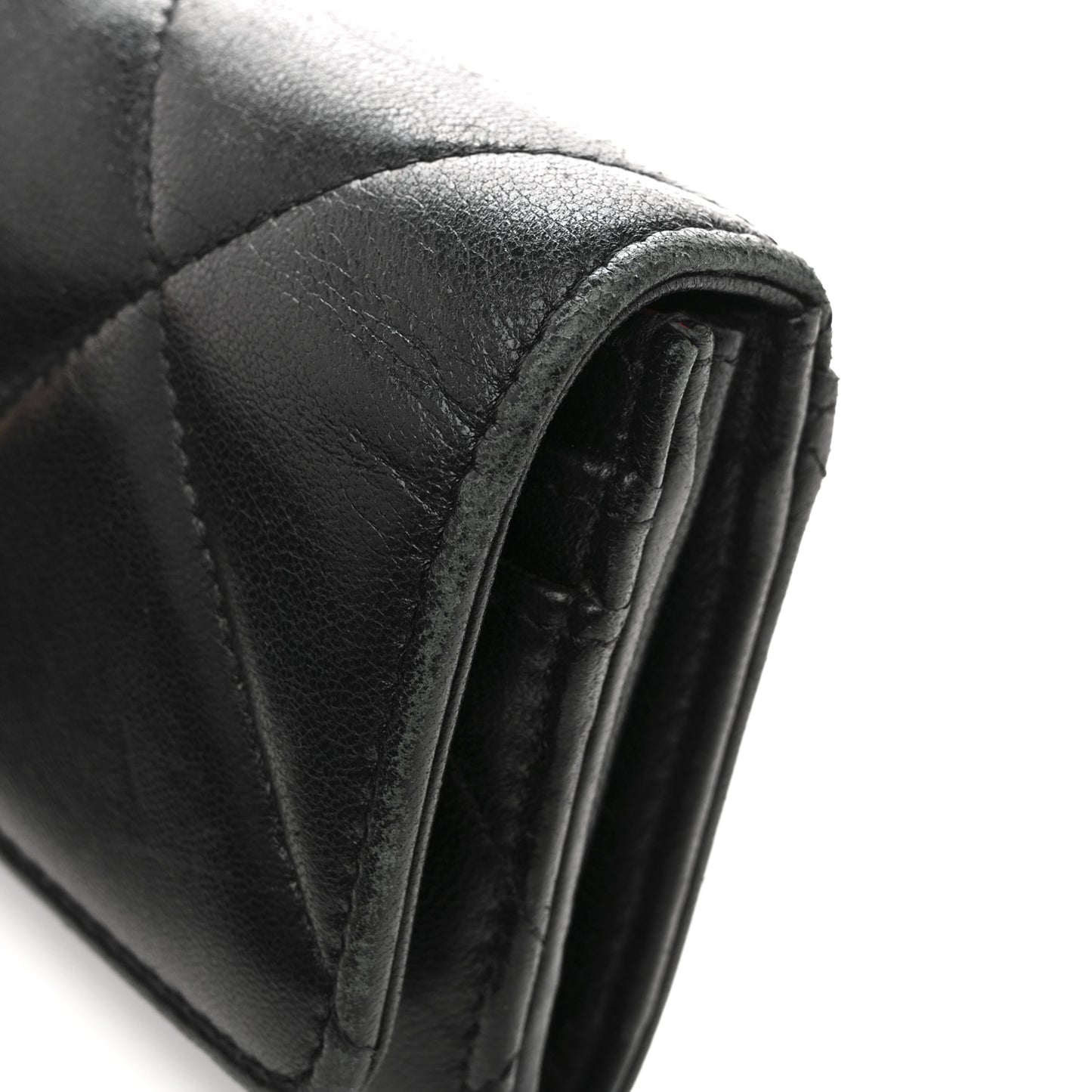 Shiny Goatskin Quilted Chanel 19 Flap Wallet Black