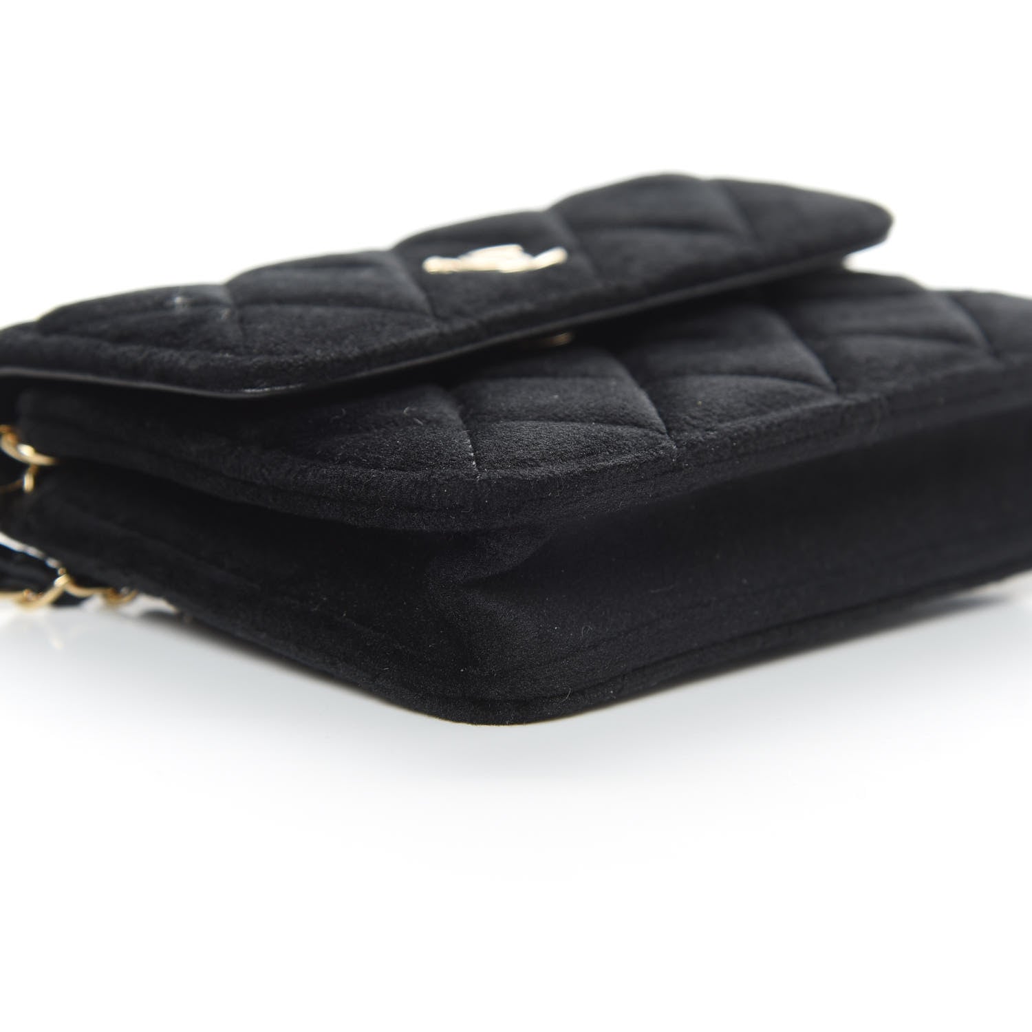 Chanel Velvet Quilted Pearl Crush Flap With Chain Black 5 of 11