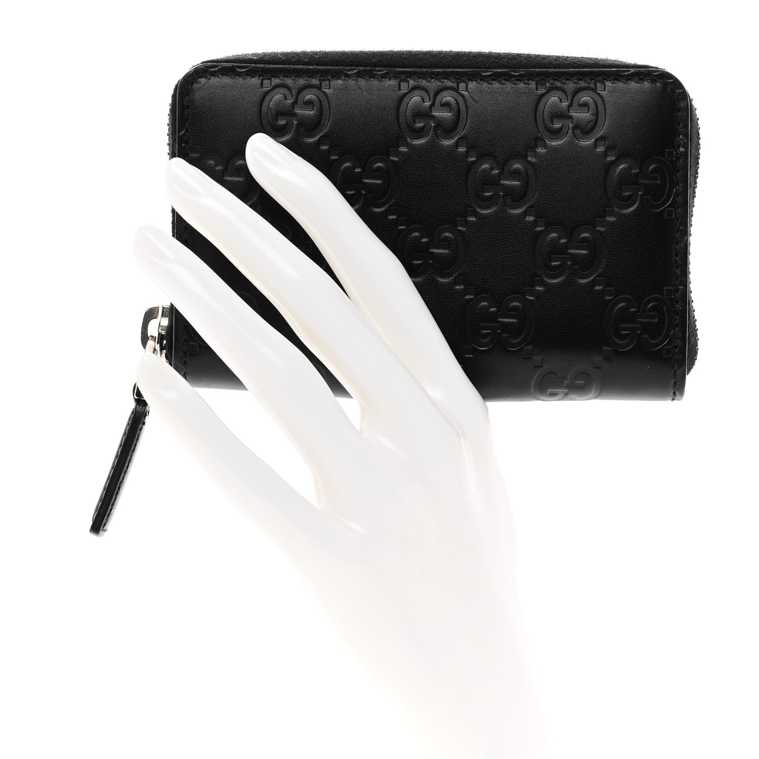 Gucci Guccissima Zip Around Card Case Black 2 of 8