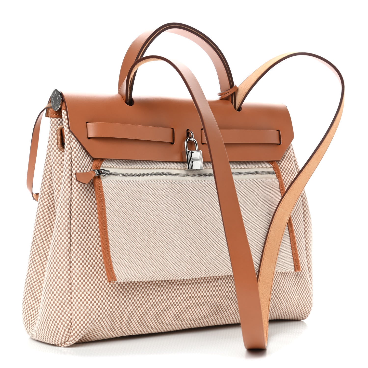 Hermes Vache Hunter Criss Viking Herbag Zip Retourne 31 PM Ecru Beige Naturel 2 of 4