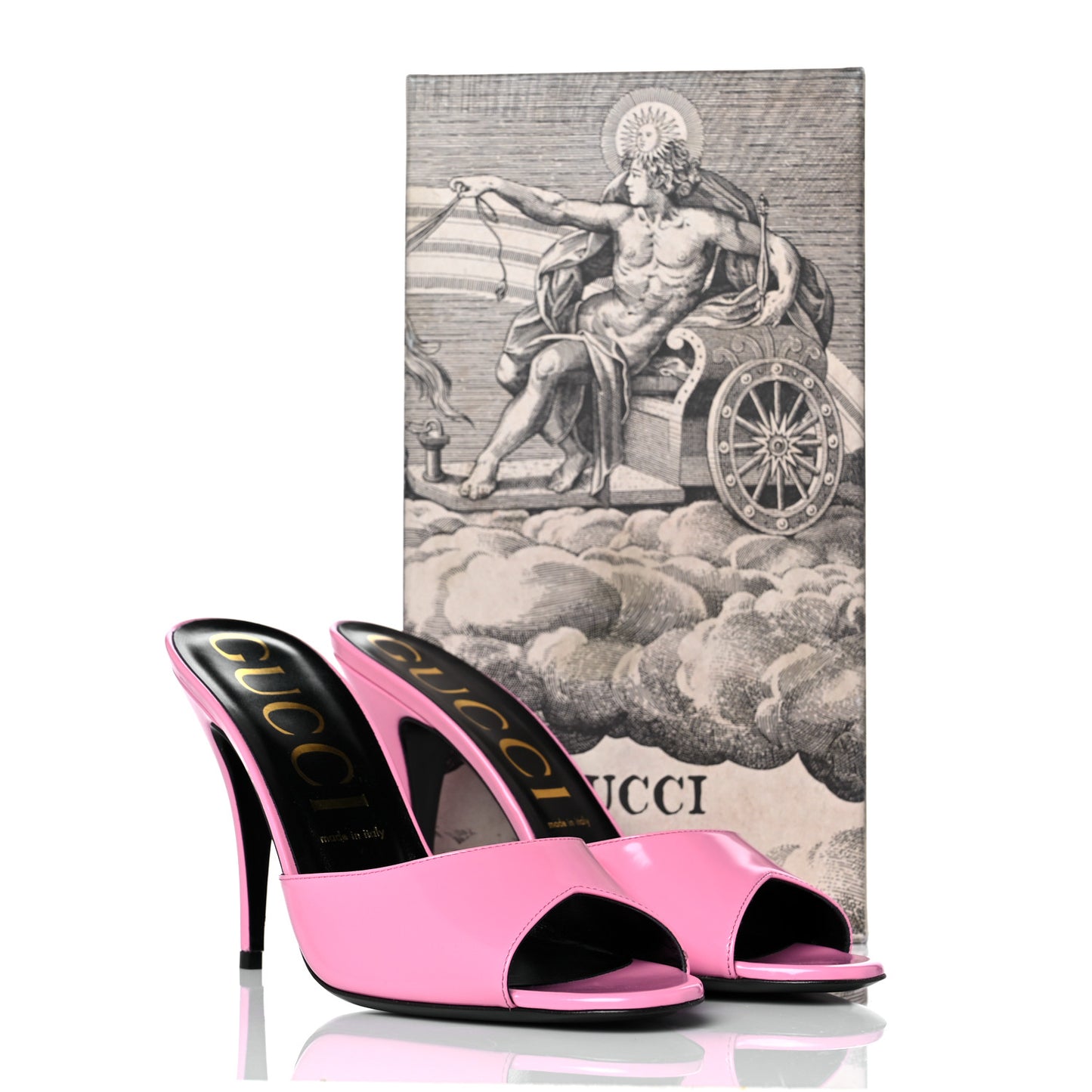 Polished Calfskin Scarlet Mid Heel Slide Sandals 41 Pink Plexi
