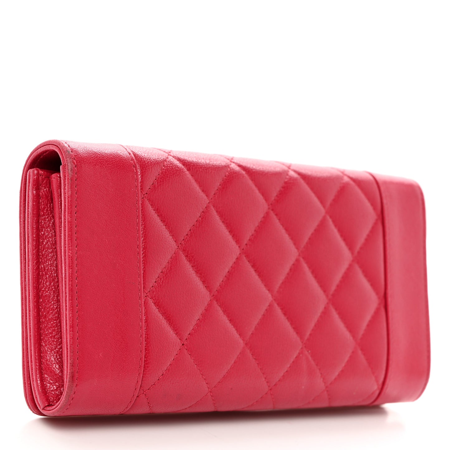 Sheepskin Quilted Mademoiselle Vintage Flap Wallet Dark Pink