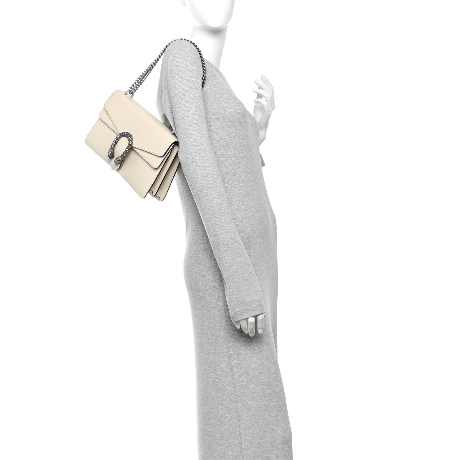 Gucci Textured Calfskin Crystal Small Dionysus Shoulder Bag Mystic White 2 of 13