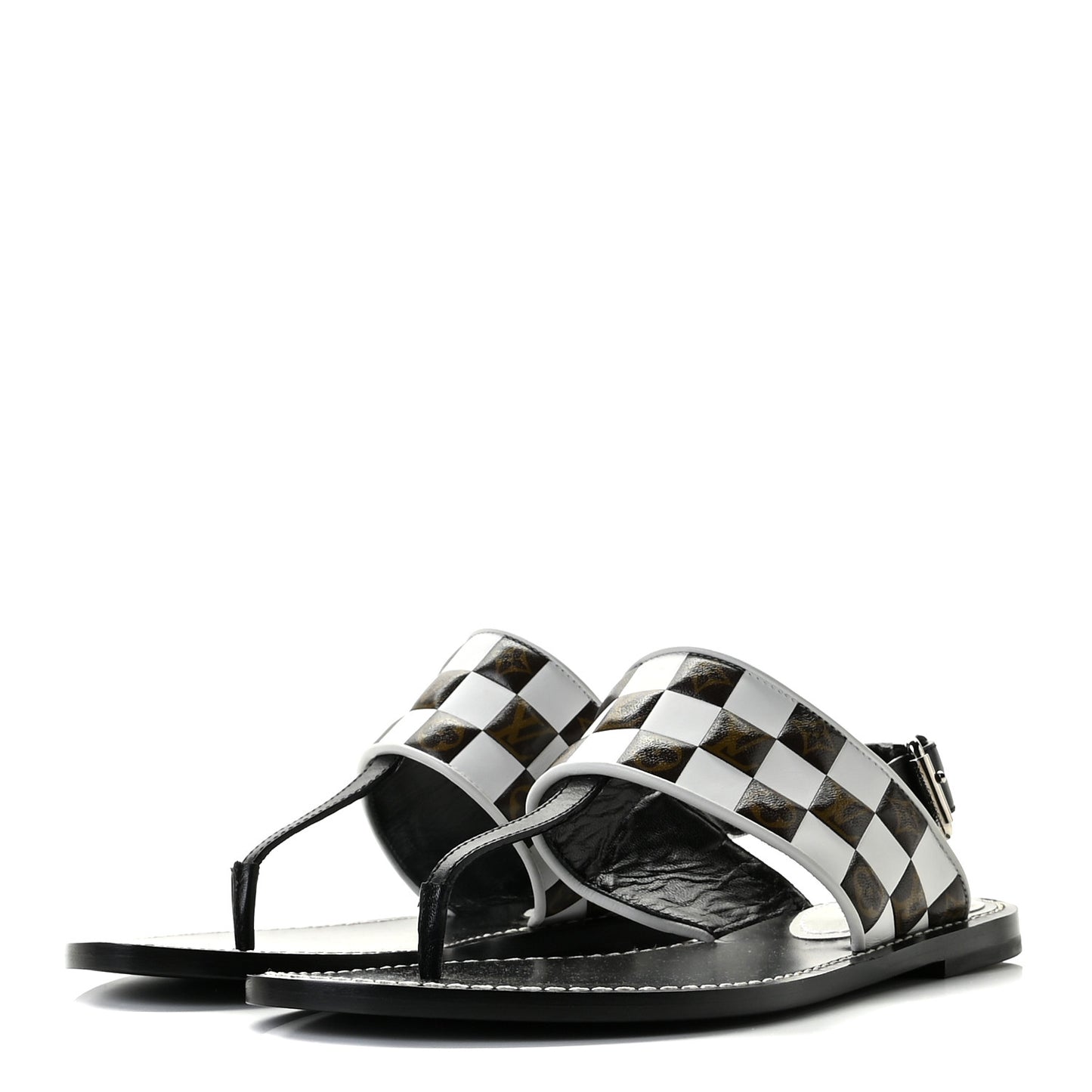 Monogram Calfskin Matchmake Flat Thong Sandals 36.5 Black