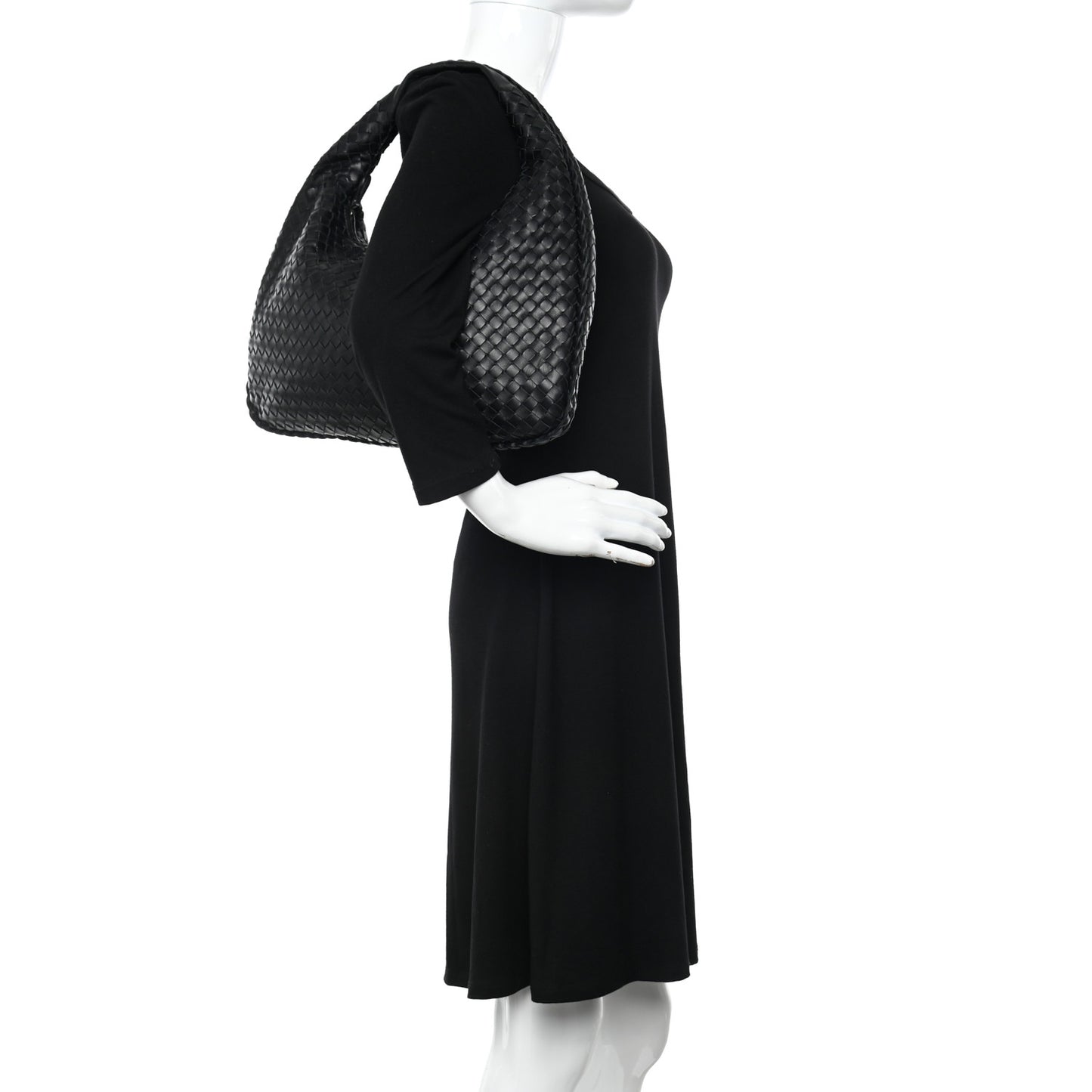Nappa Intrecciato Medium Veneta Hobo Black