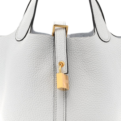 Hermes Taurillon Clemence Picotin Lock 18 PM Bleu Pale 8 of 11