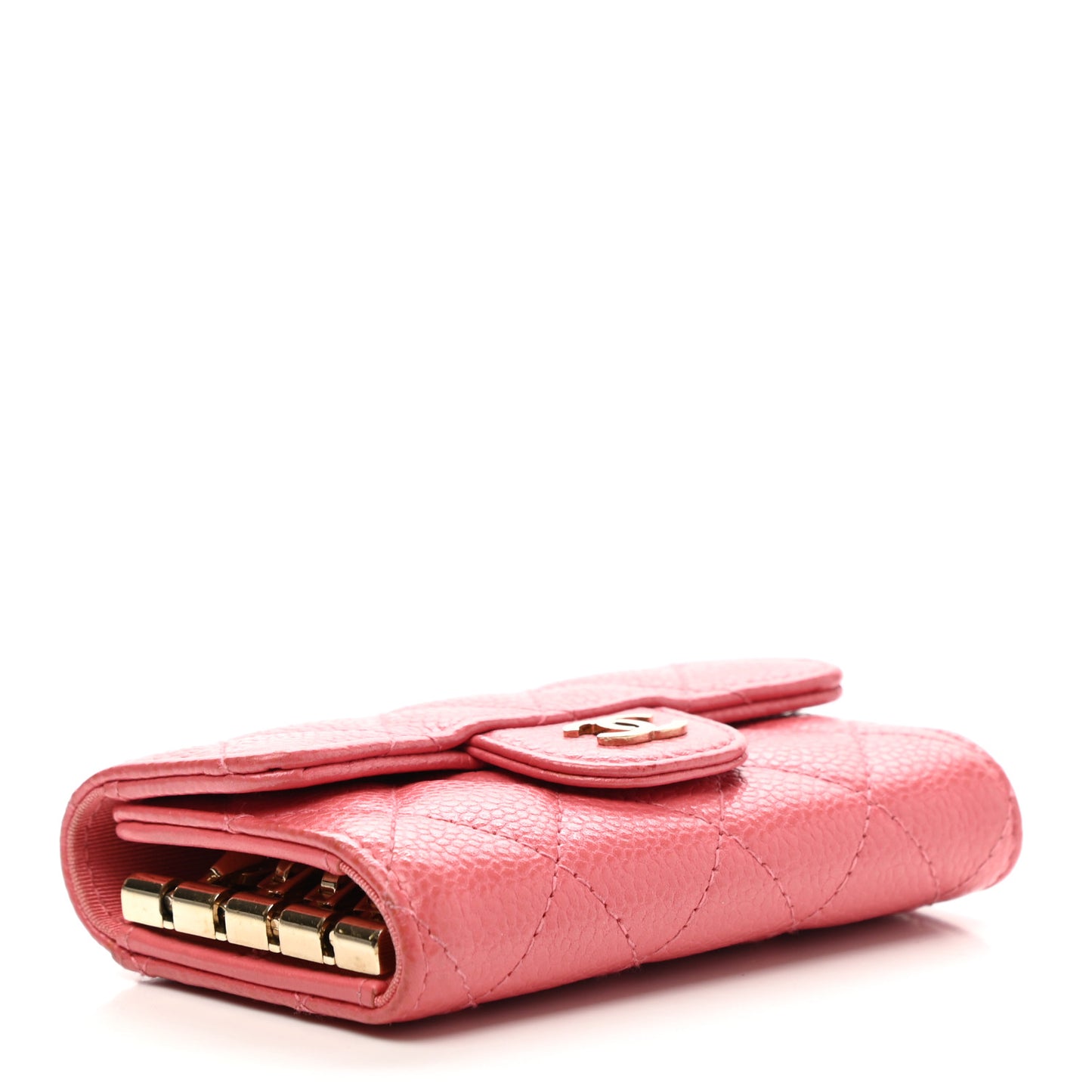 Caviar Quilted Classic 4 Key Holder Wallet Dark Pink