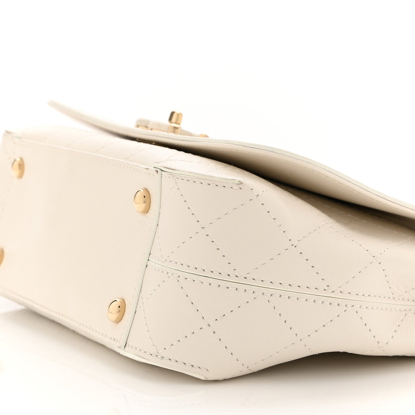 Calfskin Stitched Medium Covered CC Flap Bag White