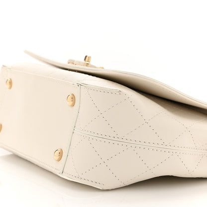 Chanel Calfskin Stitched Medium Covered CC Flap Bag White 10 of 10