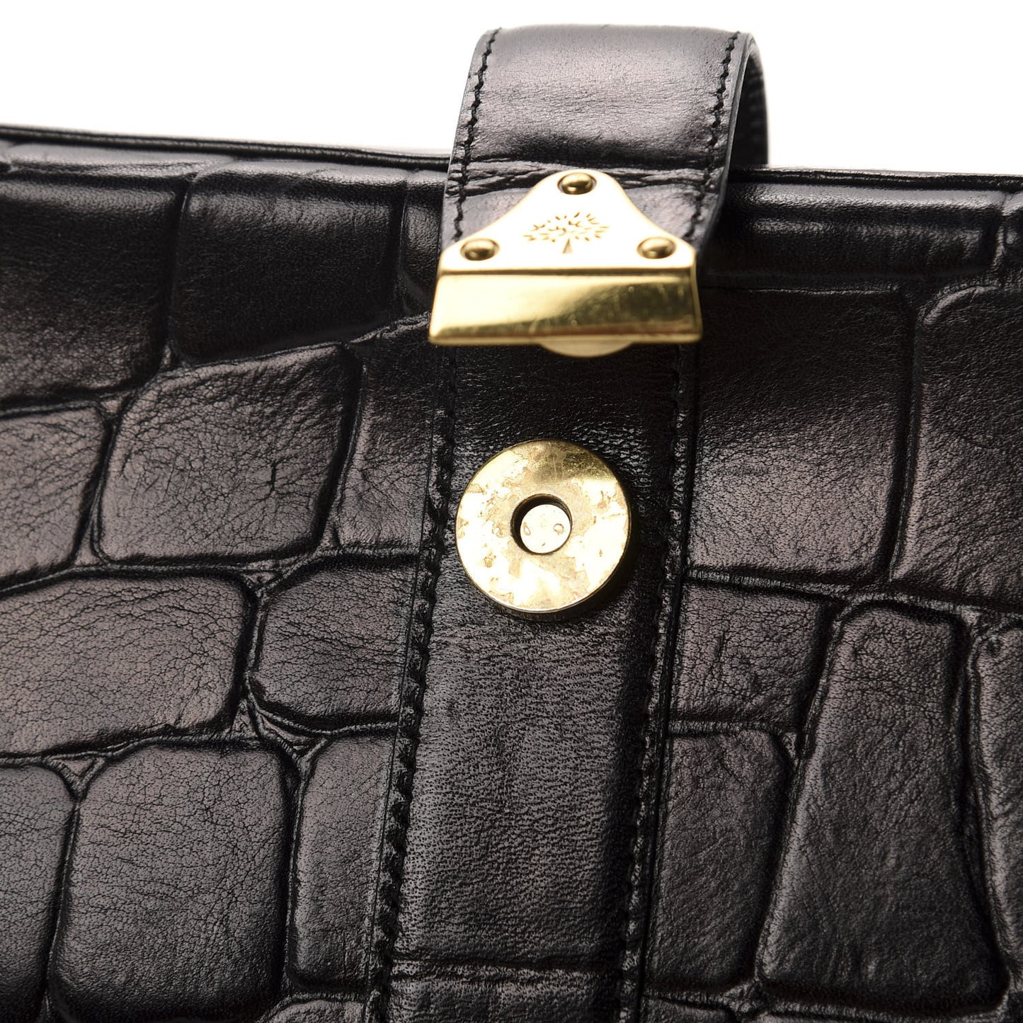 Crocodile Embossed Calfskin Frame Clutch Black