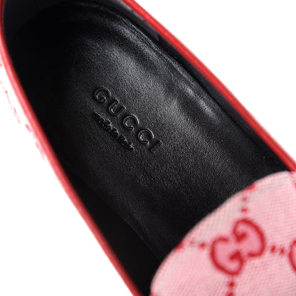 Gucci Canvas GG Monogram Horsebit Womens Jordaan Loafers 36 Gardenia Hibiscus Red 8 of 11
