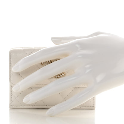 Chanel Caviar Quilted Crystal CC Small Flap Wallet White 2 of 9