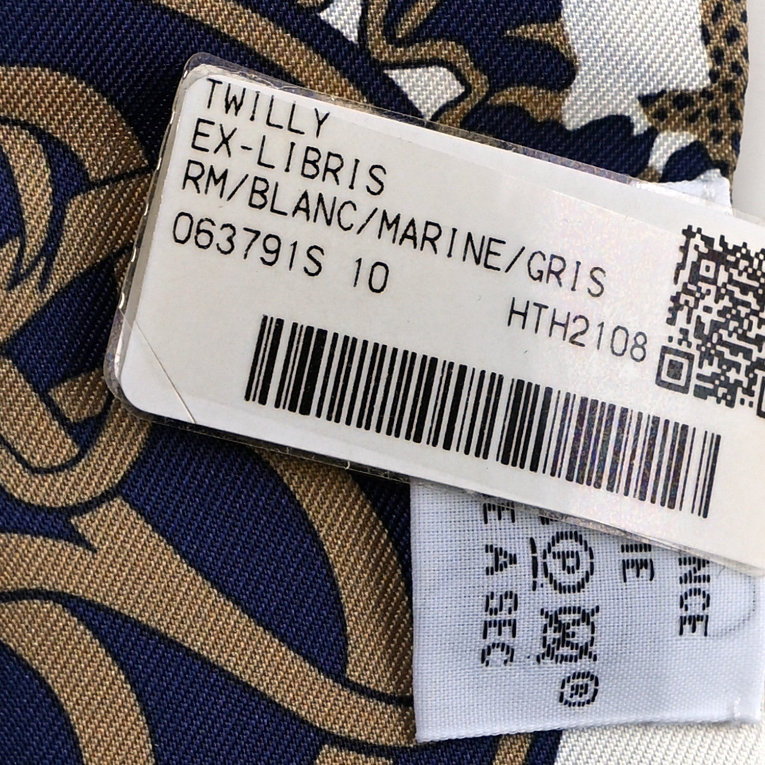 Hermes Silk Ex-Libris Twilly White Marine Gris 3 of 4