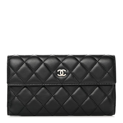 Chanel Lambskin Quilted Long Flap Wallet Black 1 of 12