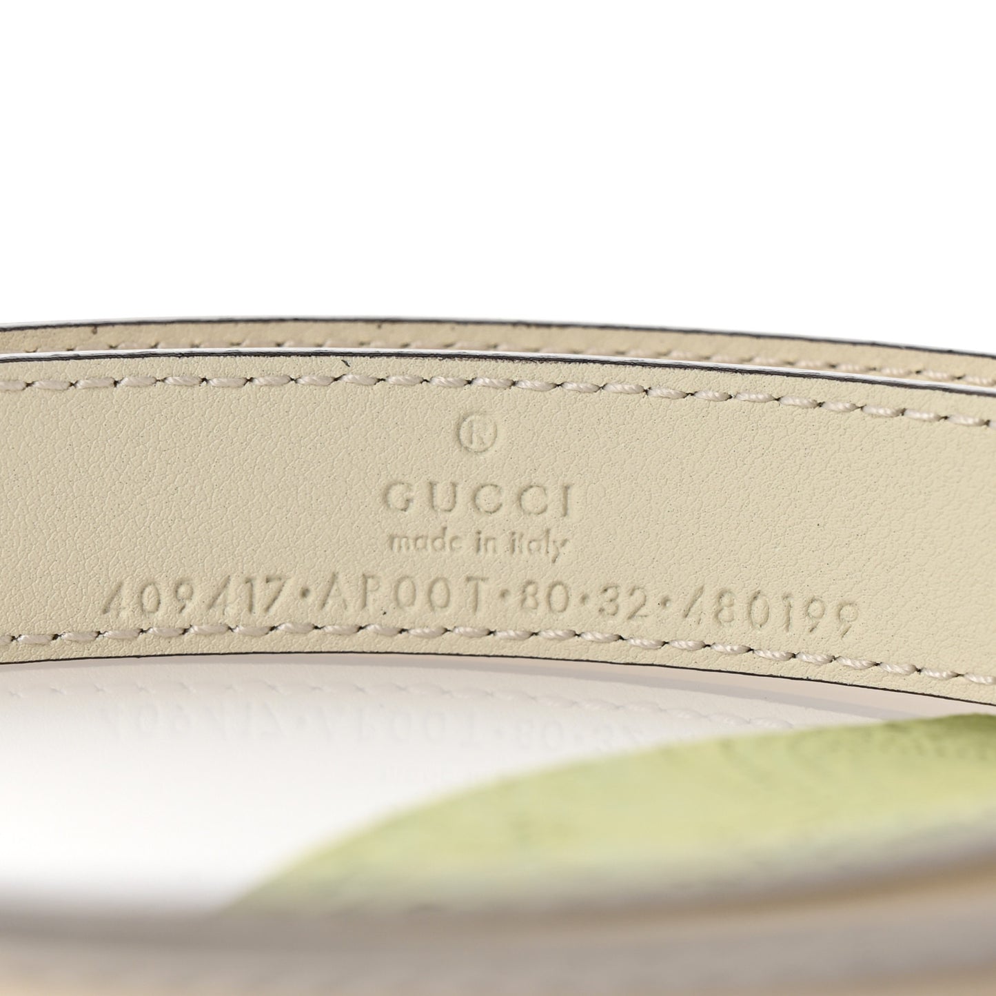 Calfskin Double G 20mm Belt 80 32 Mystic White