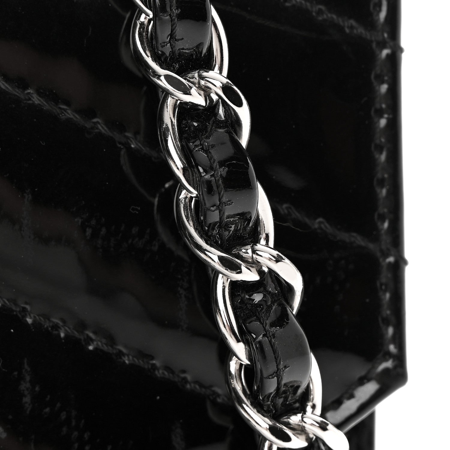 Chanel Patent Quilted Chevron Cutaway Flap Bag Black 14 of 14