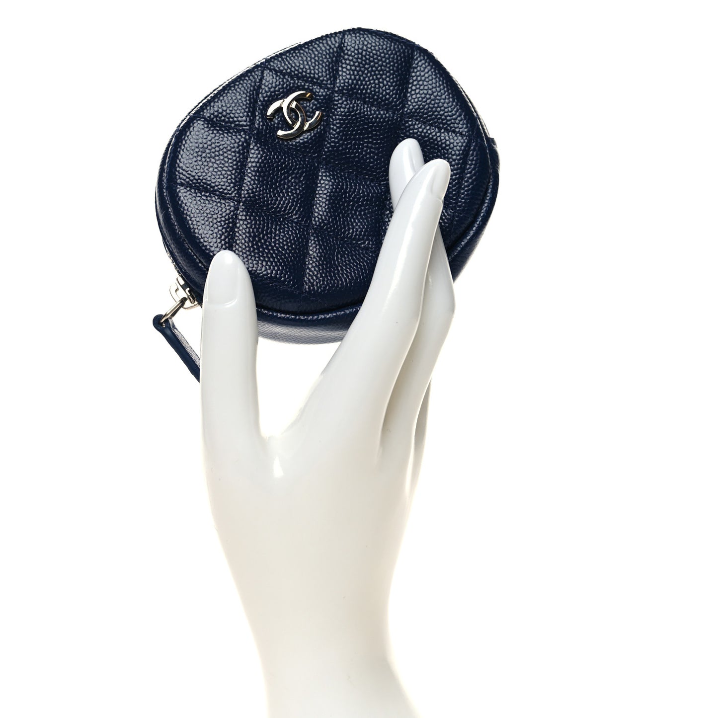 Caviar Quilted Zip Around Classic Coin Purse Navy Blue