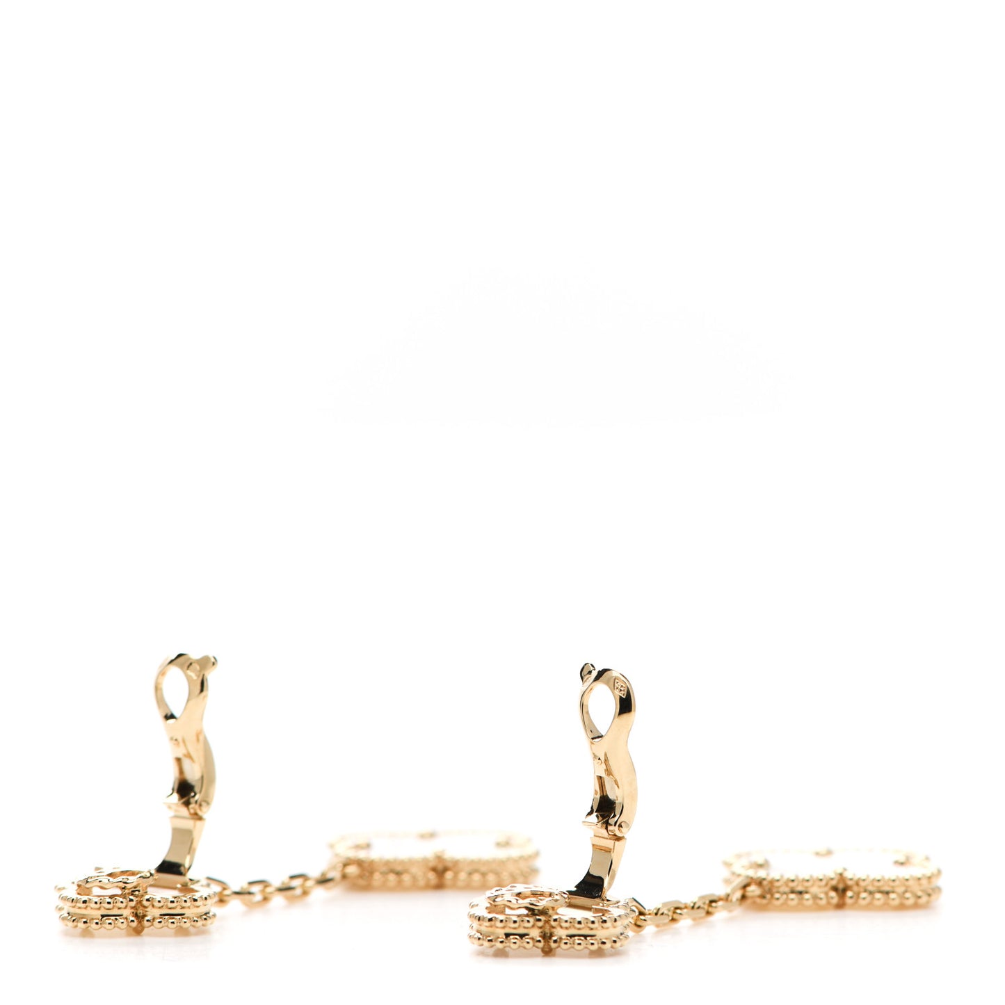 18K Yellow Gold Mother of Pearl Magic Alhambra 2 Motifs Clip-On Earrings