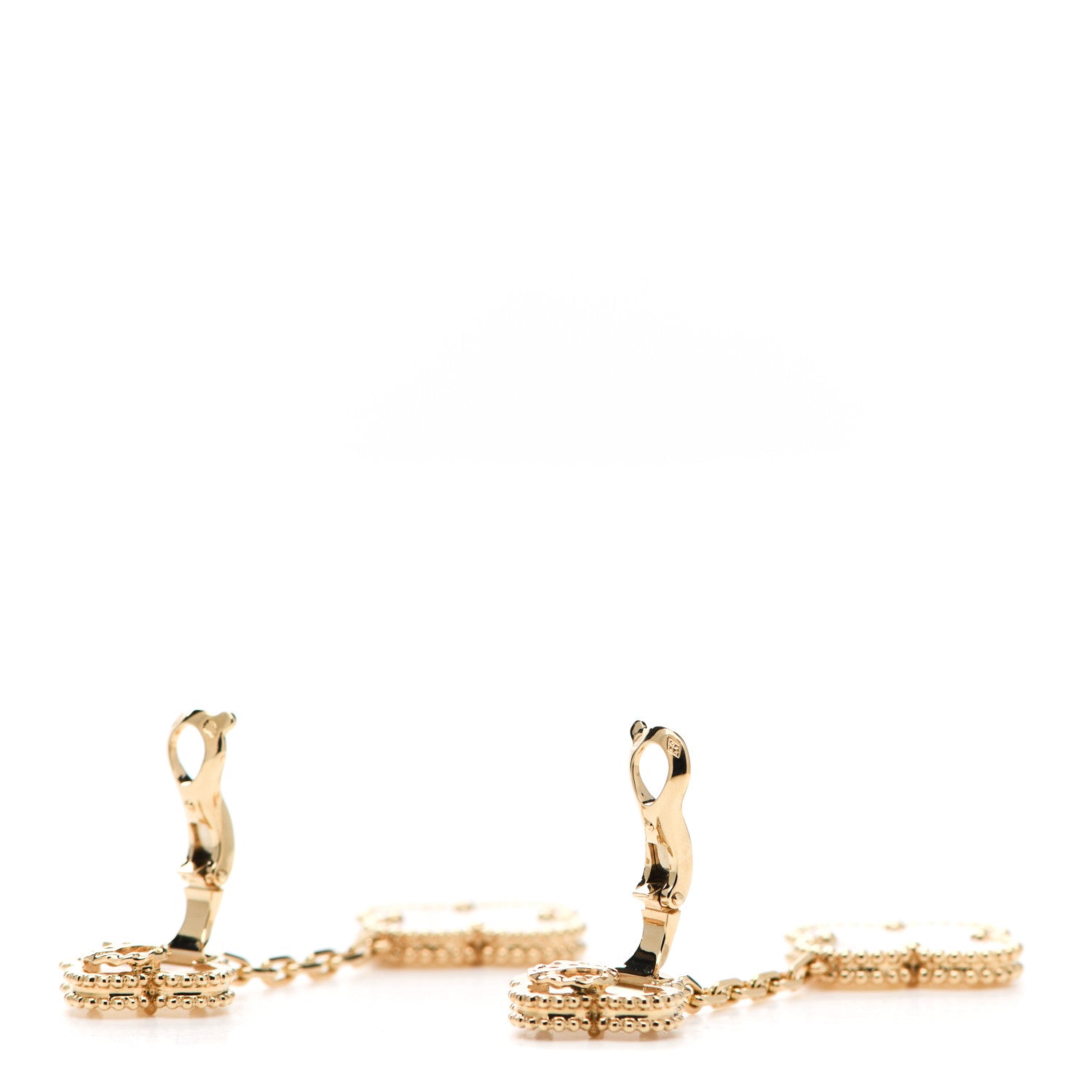 Van Cleef & Arpels 18K Yellow Gold Mother of Pearl Magic Alhambra 2 Motifs Clip-On Earrings 3 of 5